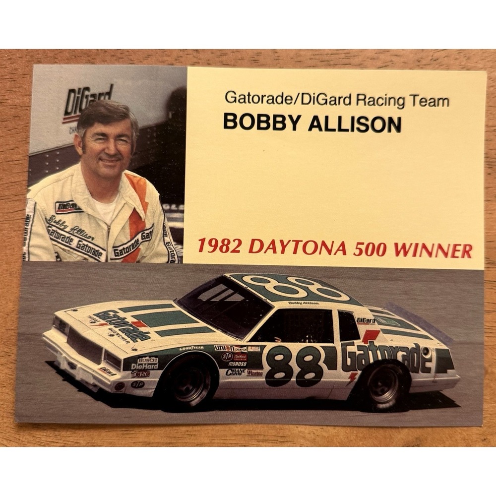 RARE Vintage 1982 Daytona 500 winner Bobby Allison Gatorade postcard Nascar #88